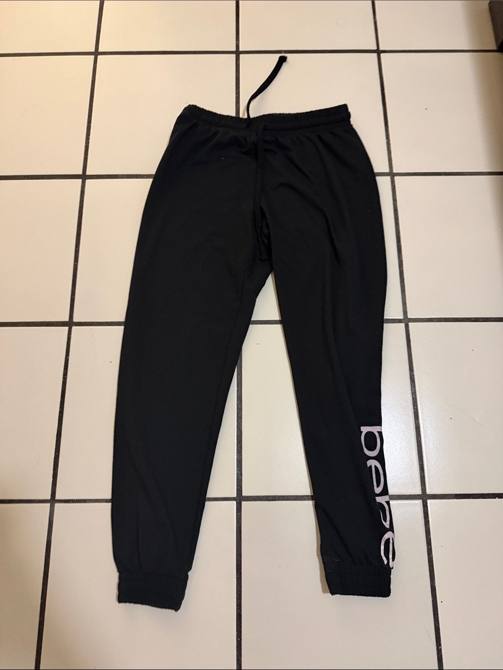 bebe Black Jogger Sweatpants with Side Script Logo